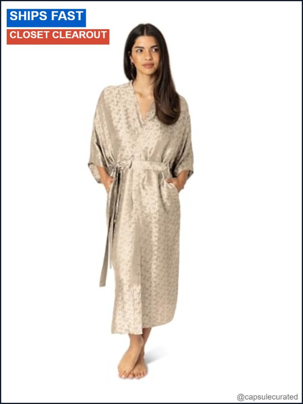 100 Percent Mulberry Silk Jacquard Kimono Robe XS–4XL Washable, Relaxed Fit